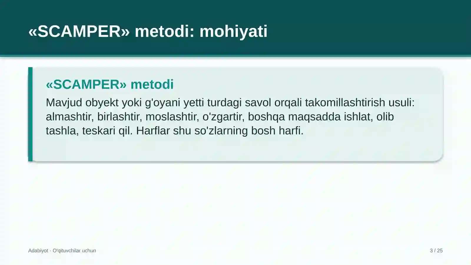 adabiyot darslarida scamper metodidan foydalanish 5856 3