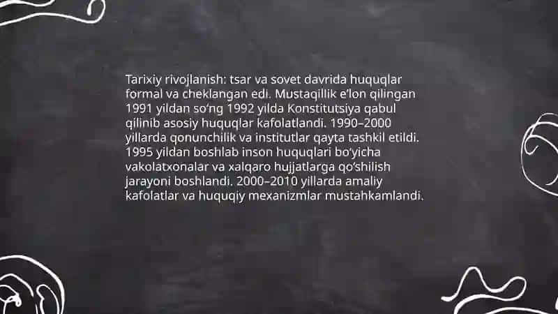 Oʻzbekistonda inson huquqlari va erkinliklari kafolatining yaratilishi 3