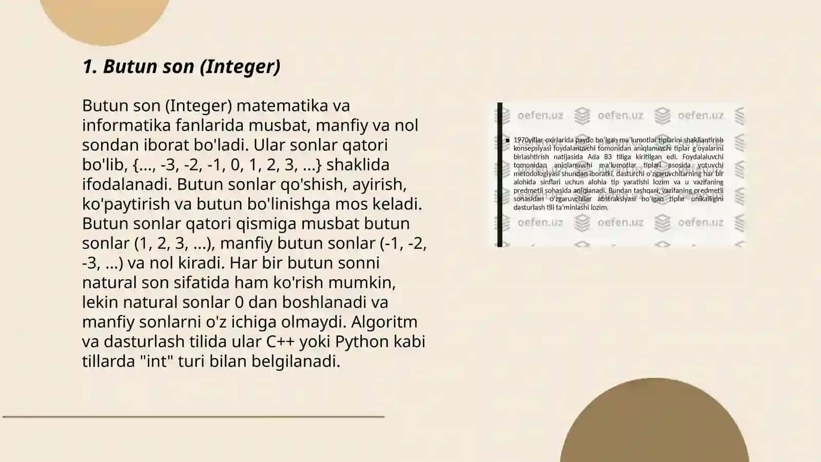 Tushuncha: Butun son (Integer) 3