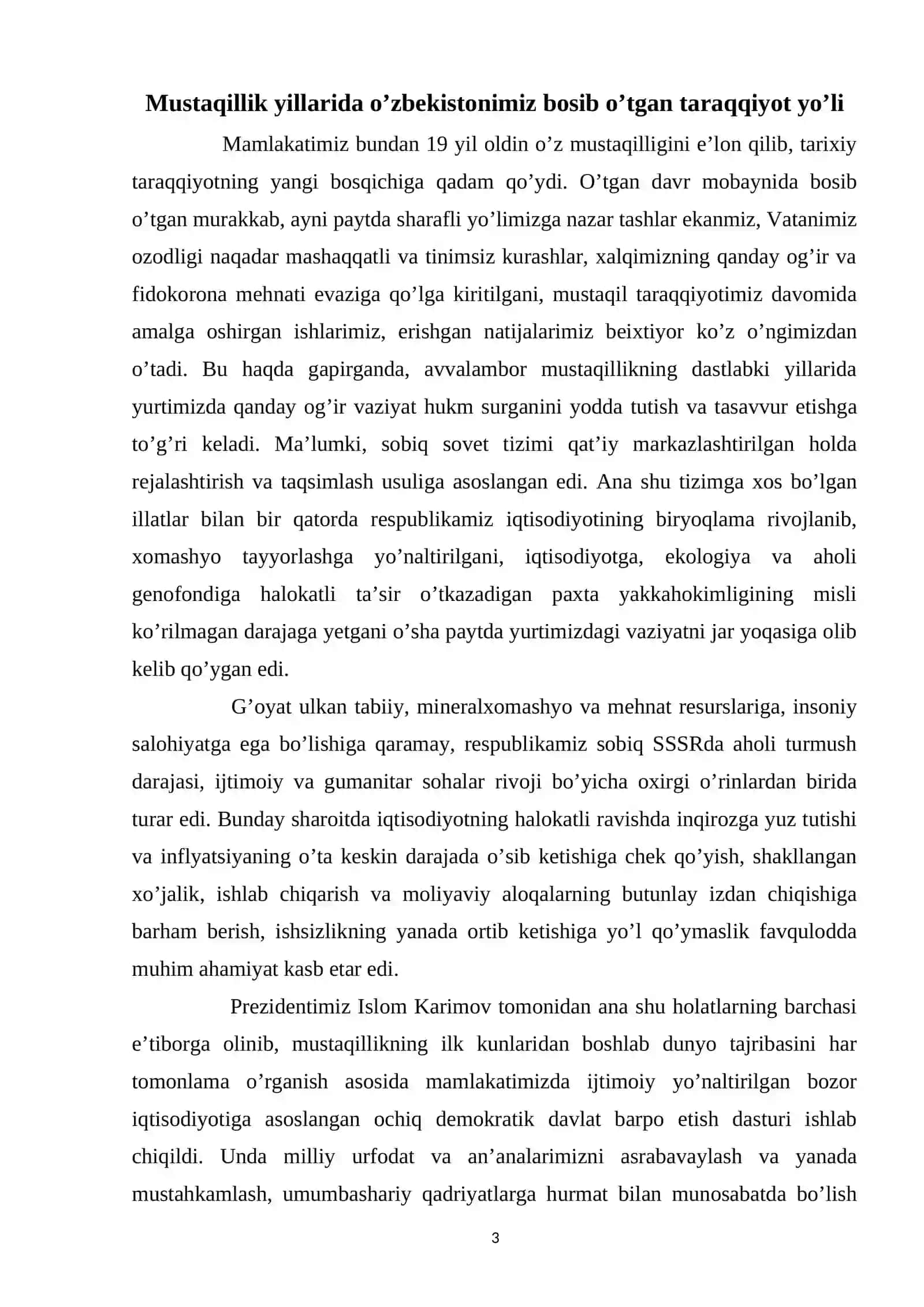 Mustaqillik yillarida davlat boshqaruvi tizimida amalga oshirilgan islohotlar 3