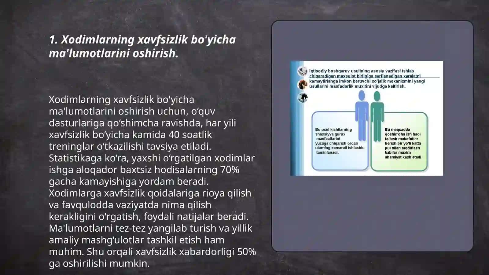 Xodimlarning xavfsiz faoliyatini tashkil qilish chora-tadbirlari 3