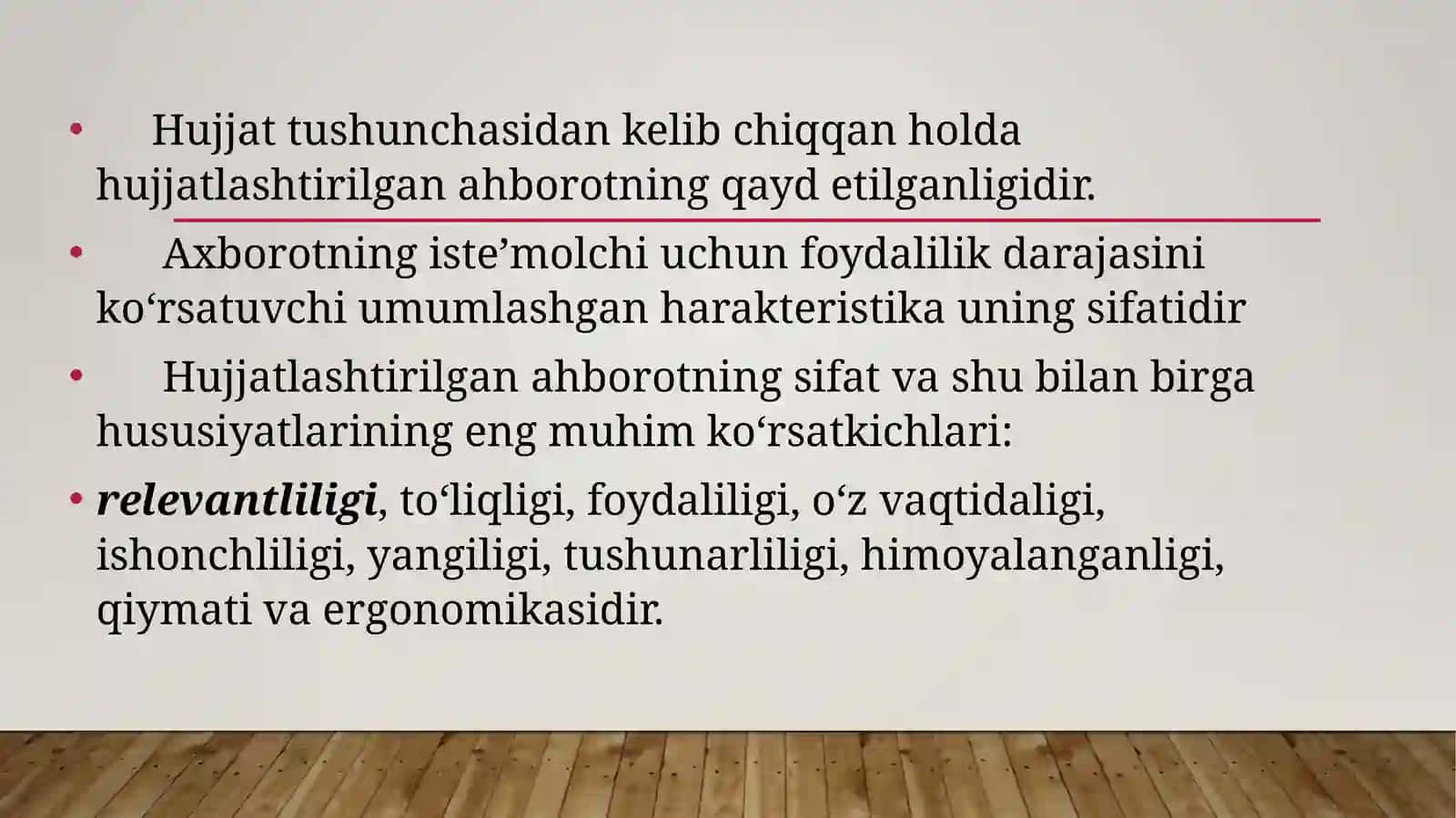 Hujjatning ahborot hususiyatlari va kommunikatsiya imkoniyatlari 3