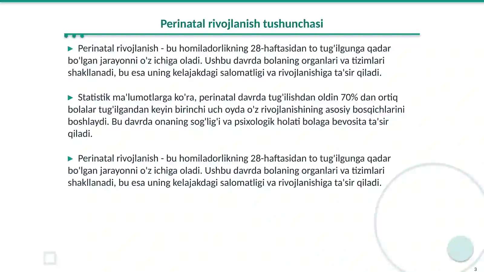 Perinatal va chaqaloqlik davrida psixofiziologik rivojlanish 3