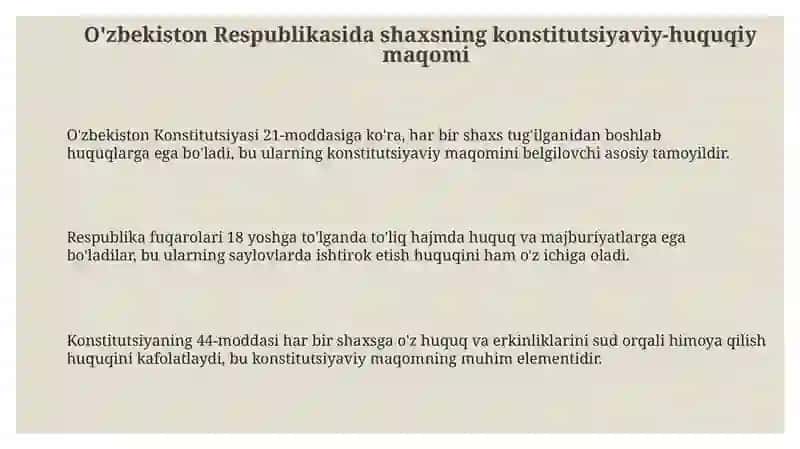 O'zbekiston Respublikasi shaxsning konstitutsiyaviy-huquqiy holati 3