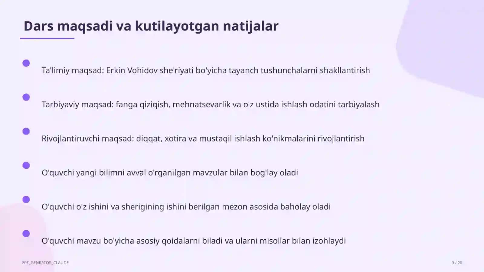 Erkin Vohidov she'riyati (8-sinf) 3