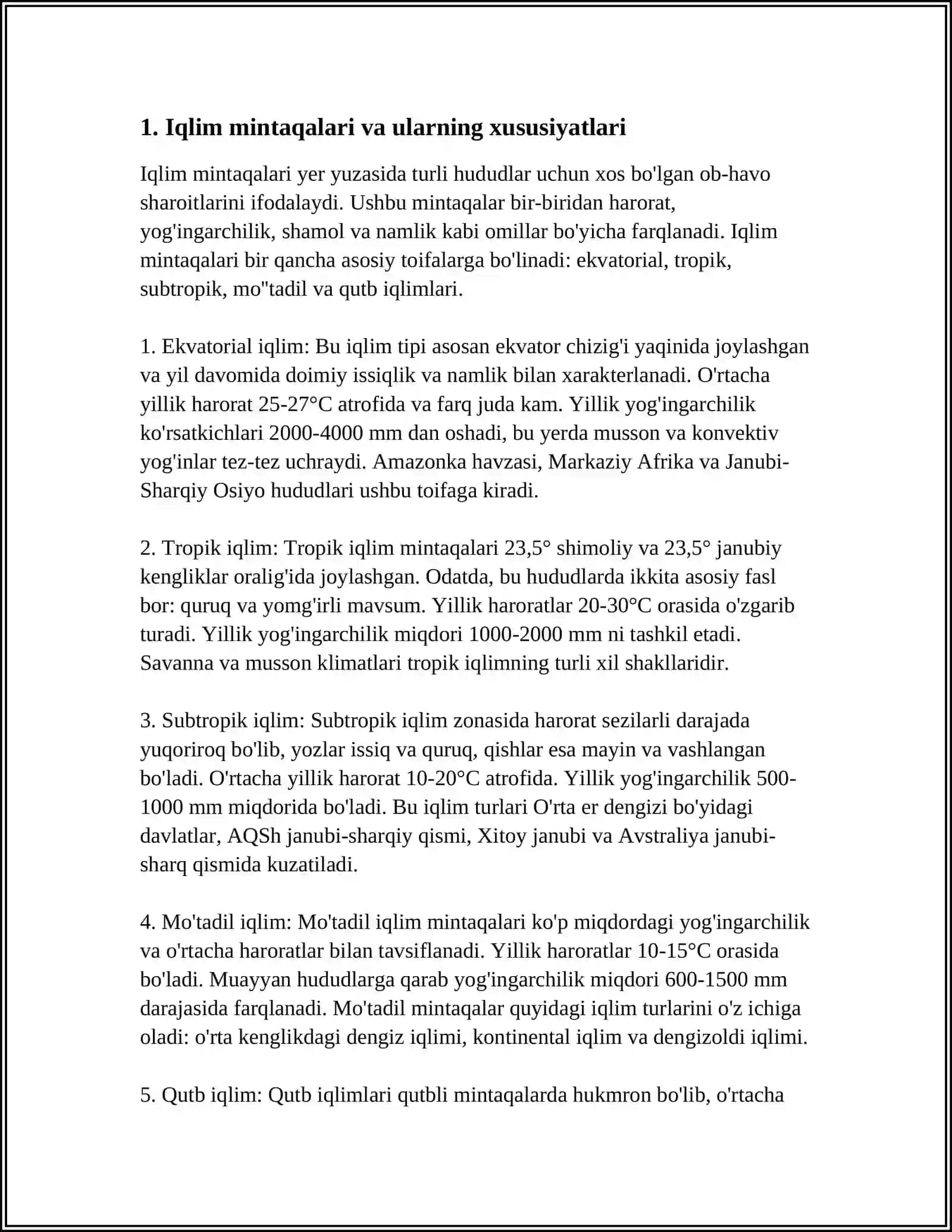 IQLIM MINTAQALARI KESIMIDA TABIAT ZONALARIDA TIRIK ORGANIZMLARNING TARQALISHI VA YASHASH SHAROITLARI 3