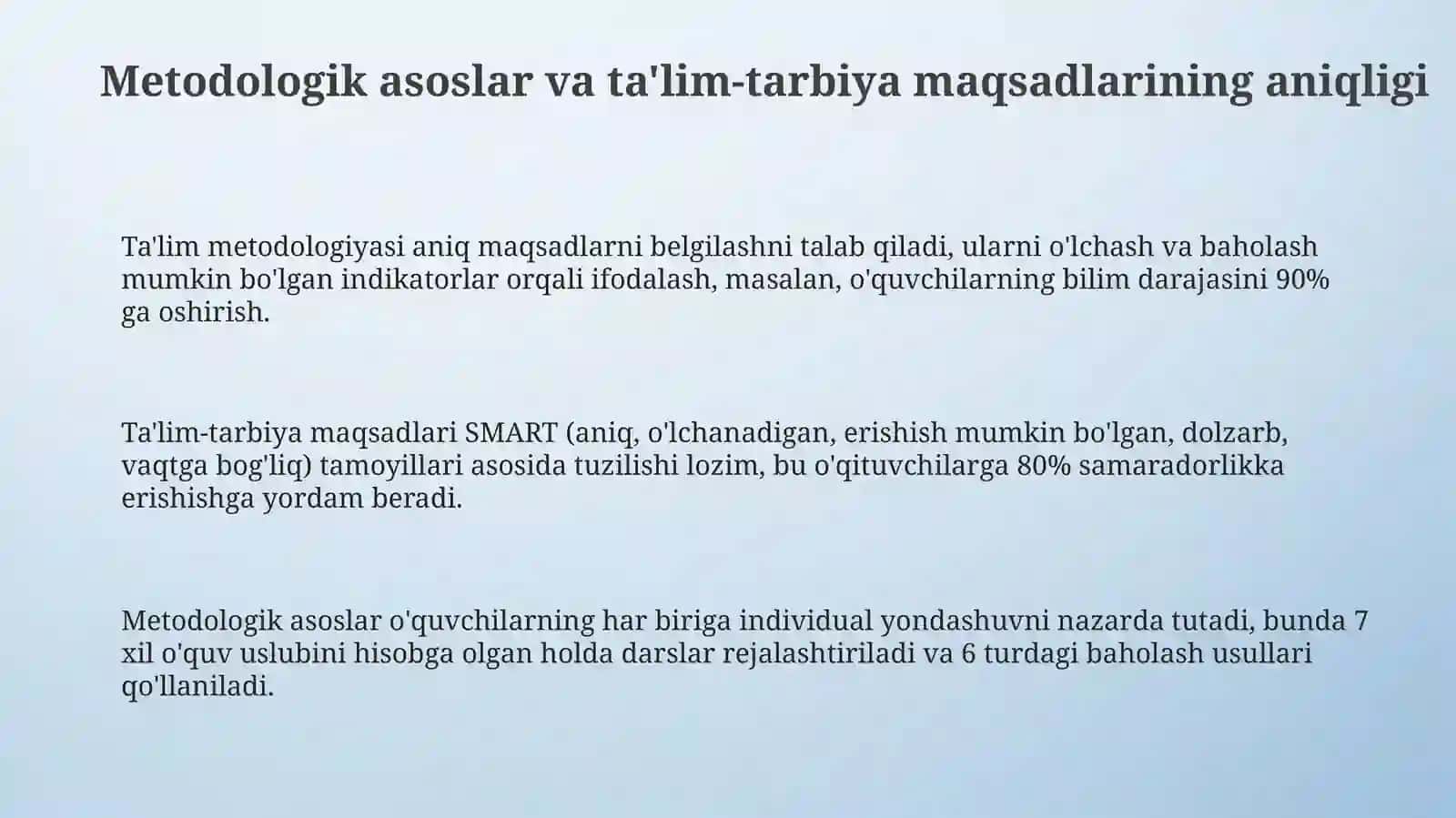 Metodologik asoslar va ta'lim-tarbiya maqsadlarining aniqligi 3