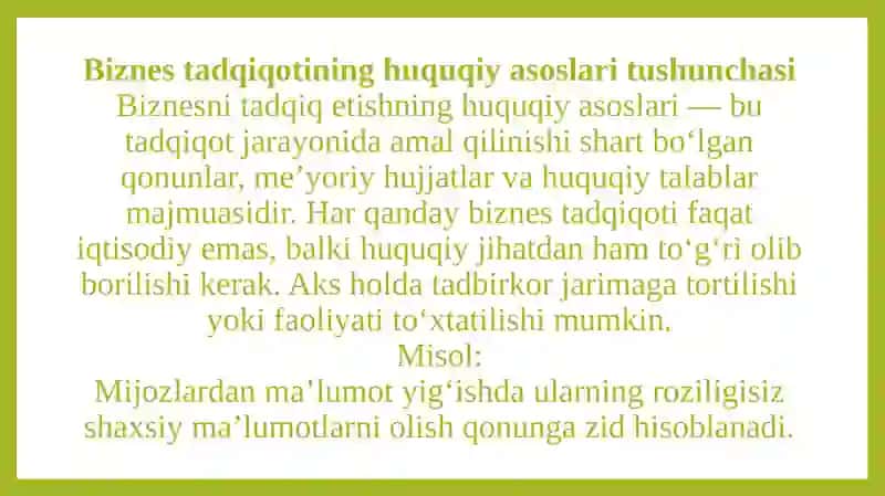 Biznes tadqiqotining huquqiy asoslari 3