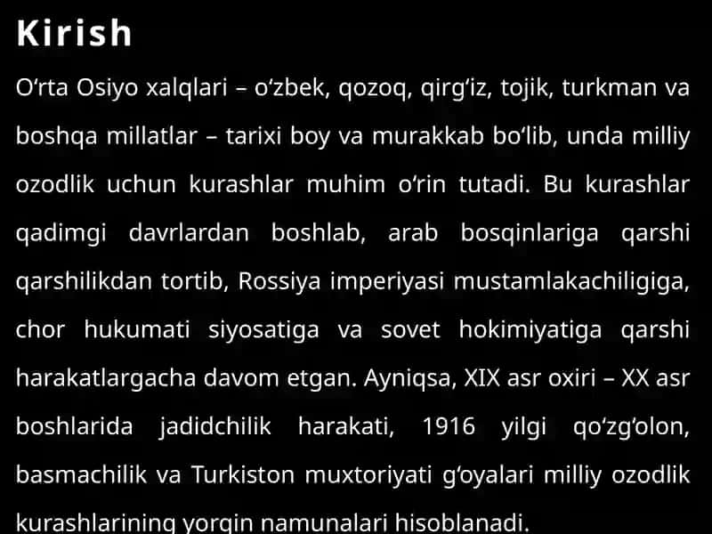 O‘rta Osiyo xalqlarining milliy-ozodlik kurashlari tarixi 3