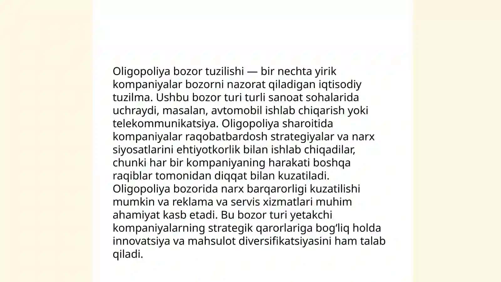 Oligopoliya va monopolistik raqobat 3