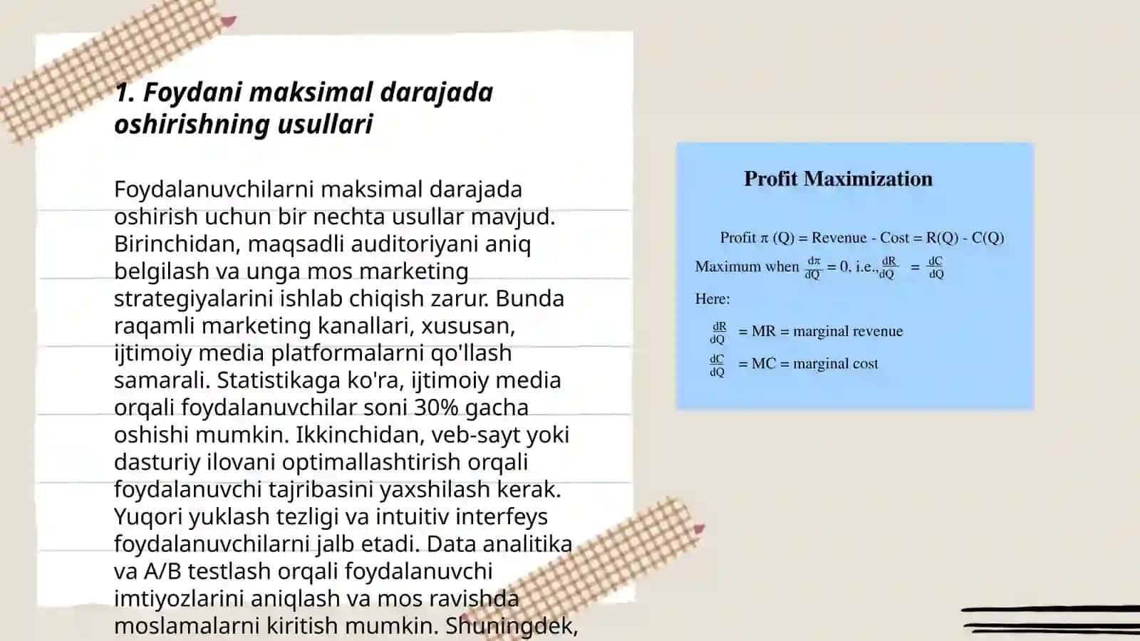 Foydani maksimallashtirish va raqobatli taklif 3