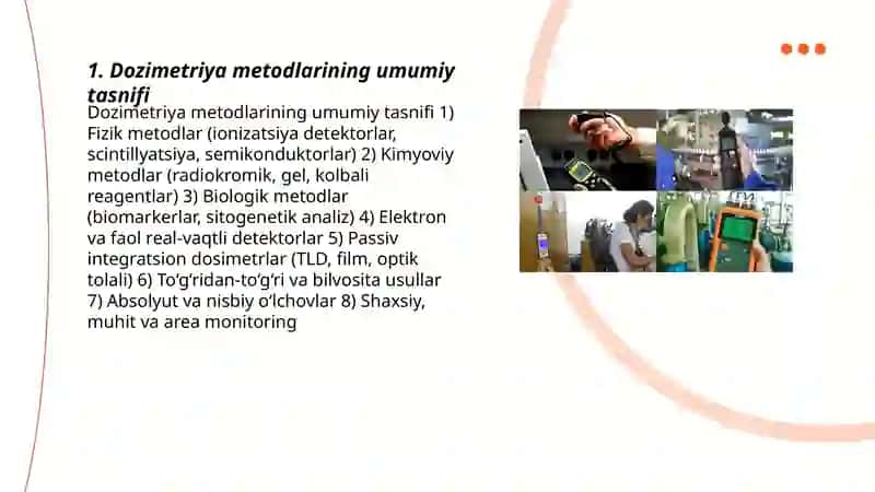 Dozimetriya metodlari. Dozimetrik asboblar tasnifi 3