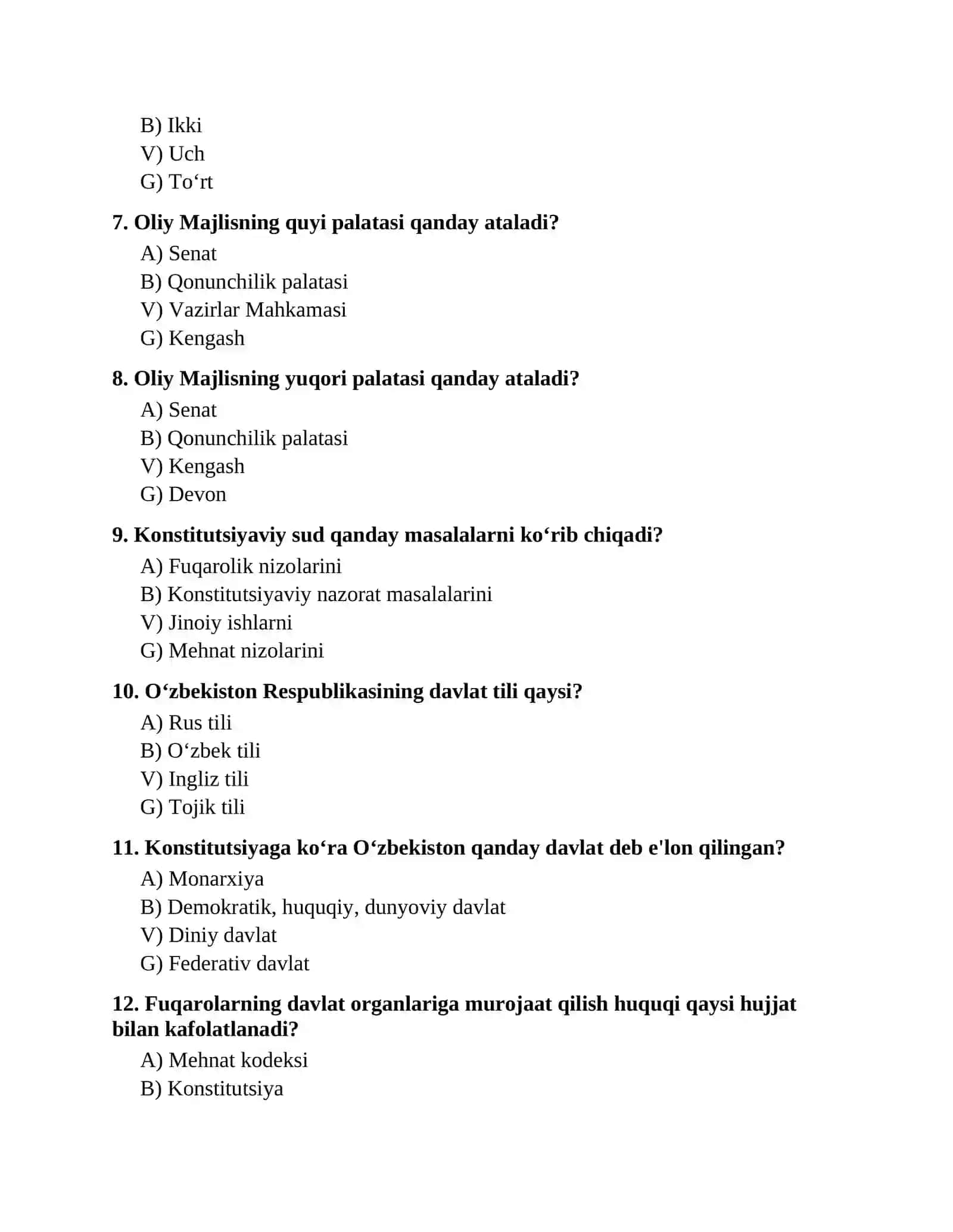 ARGOS TIZIMI BO‘YICHA TAYYORGARLIK TEST TO‘PLAMI 3