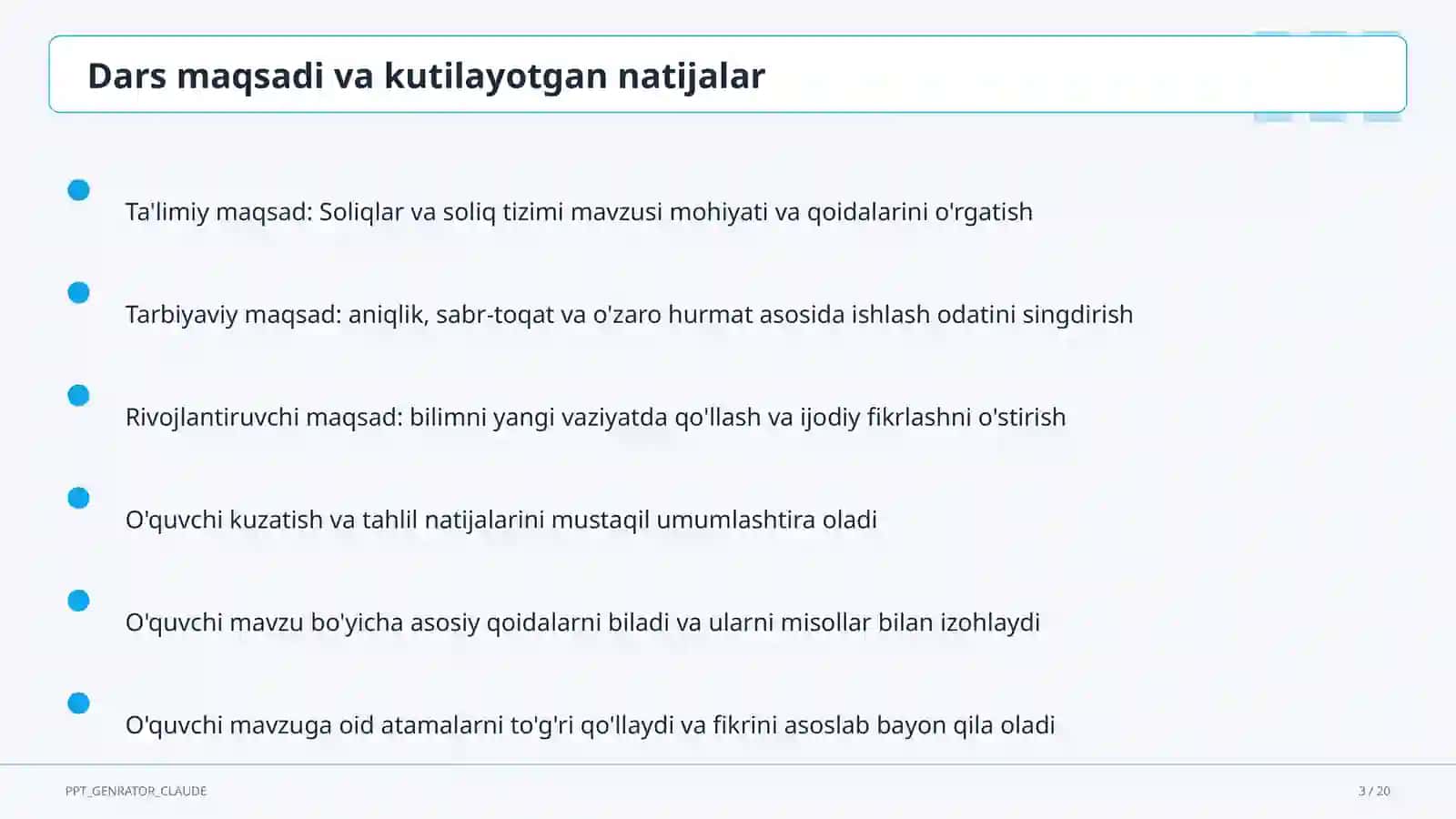 Huquq va iqtisodiyot asoslari (9–11) — o'qituvchilar uchun 3