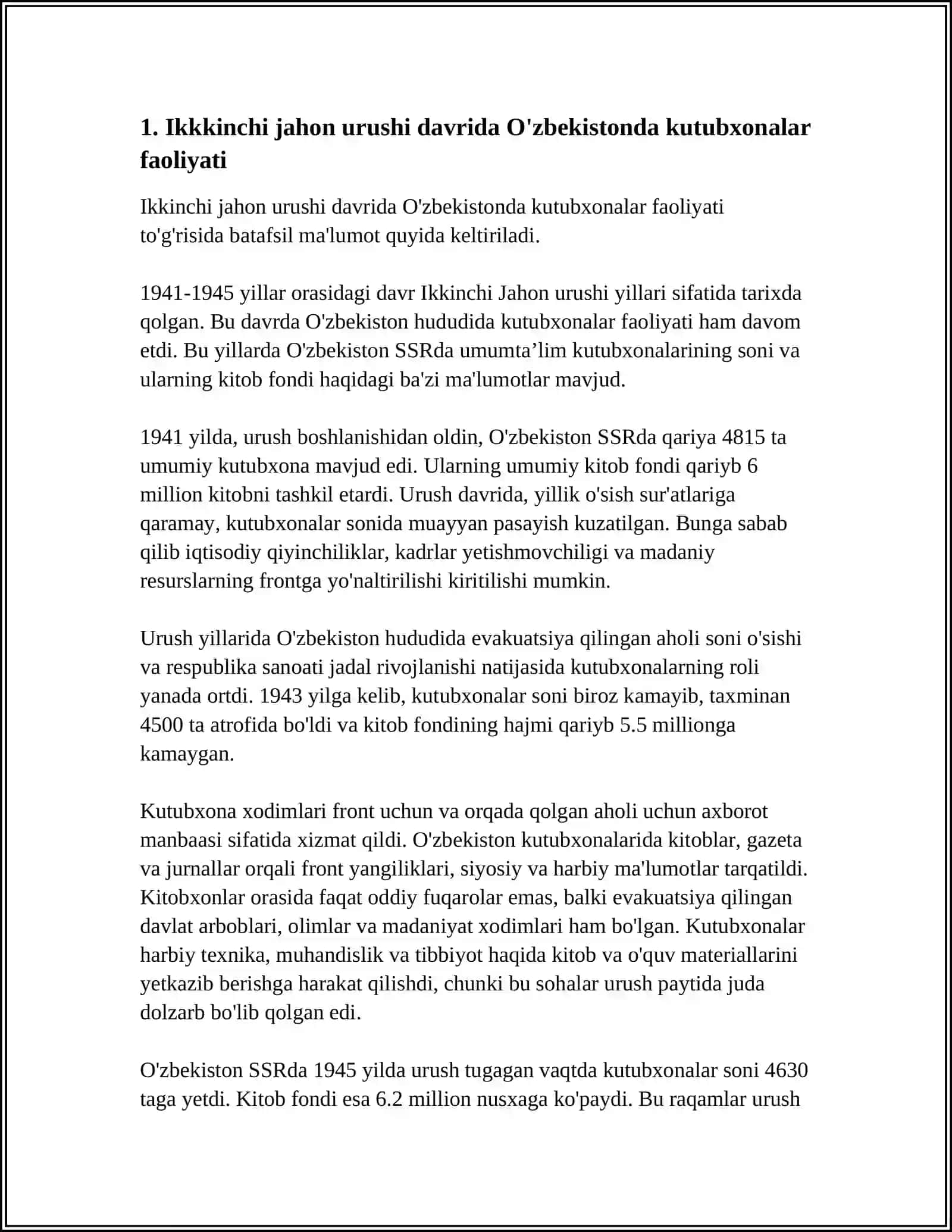 IKKINCHI JAHON URUSHI DAVRIDA O'ZBEKISTONDA KITOBAT ISHI 3