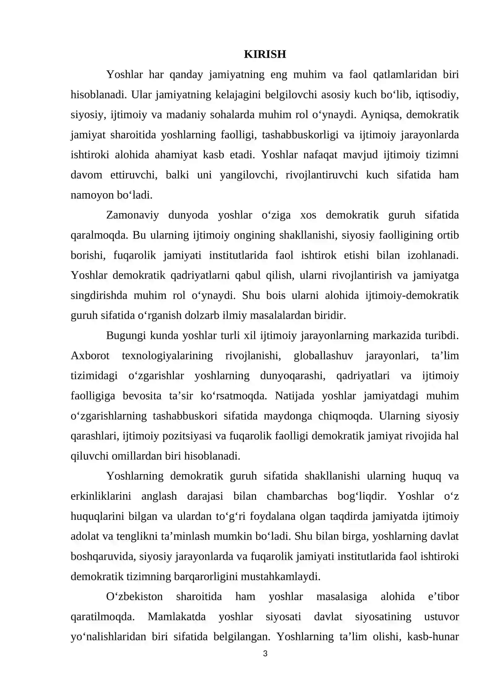 YOSHLAR OʻZIGA XOS DEMOKRATIK GURUH SIFATIDA 3