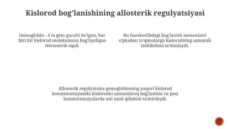 Gemoglobinning tuzilishi va u yordamida kislarod tashish mixanizmi 3