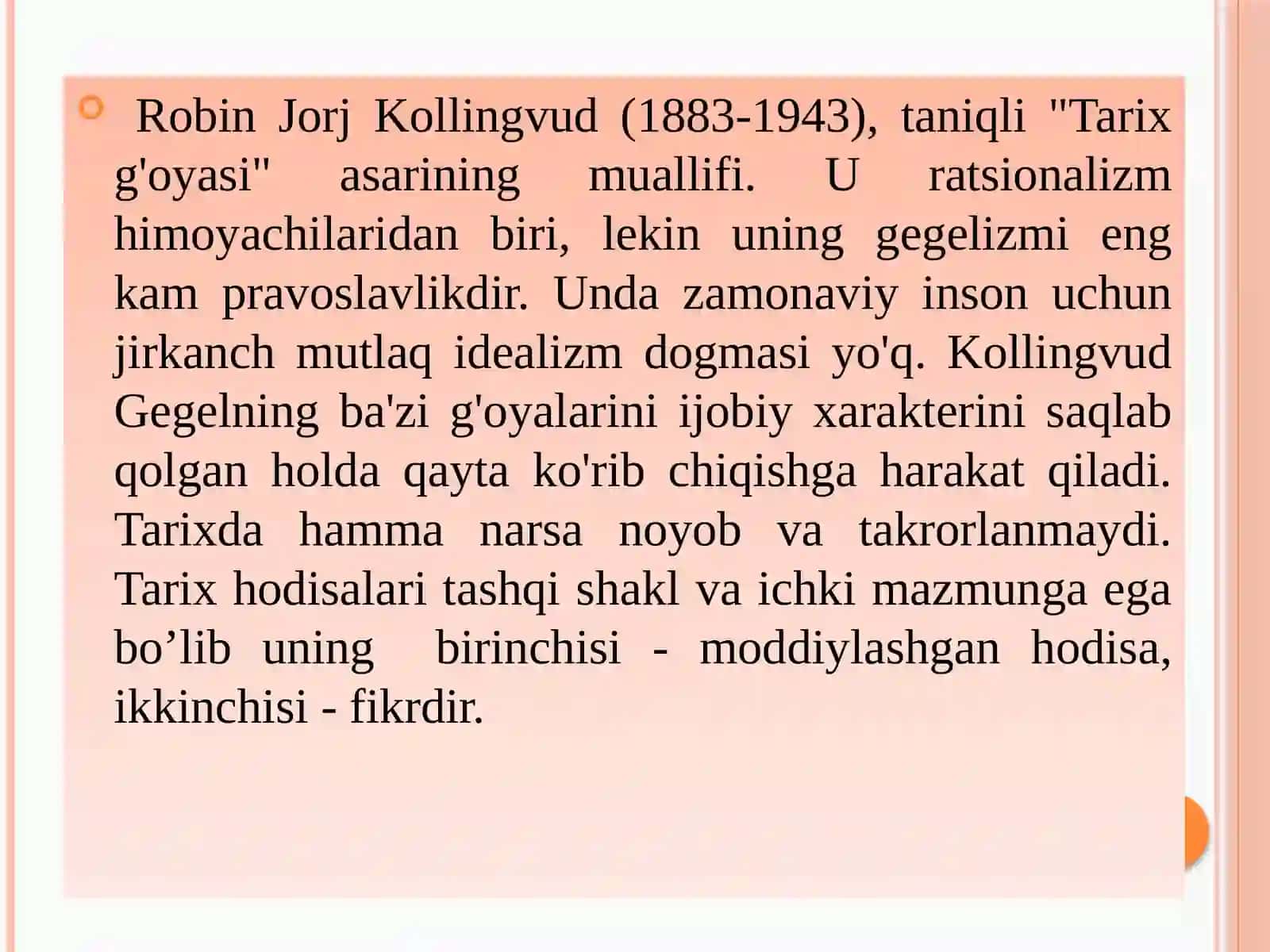 R.J. Kollingvud tarix falsafasi 3