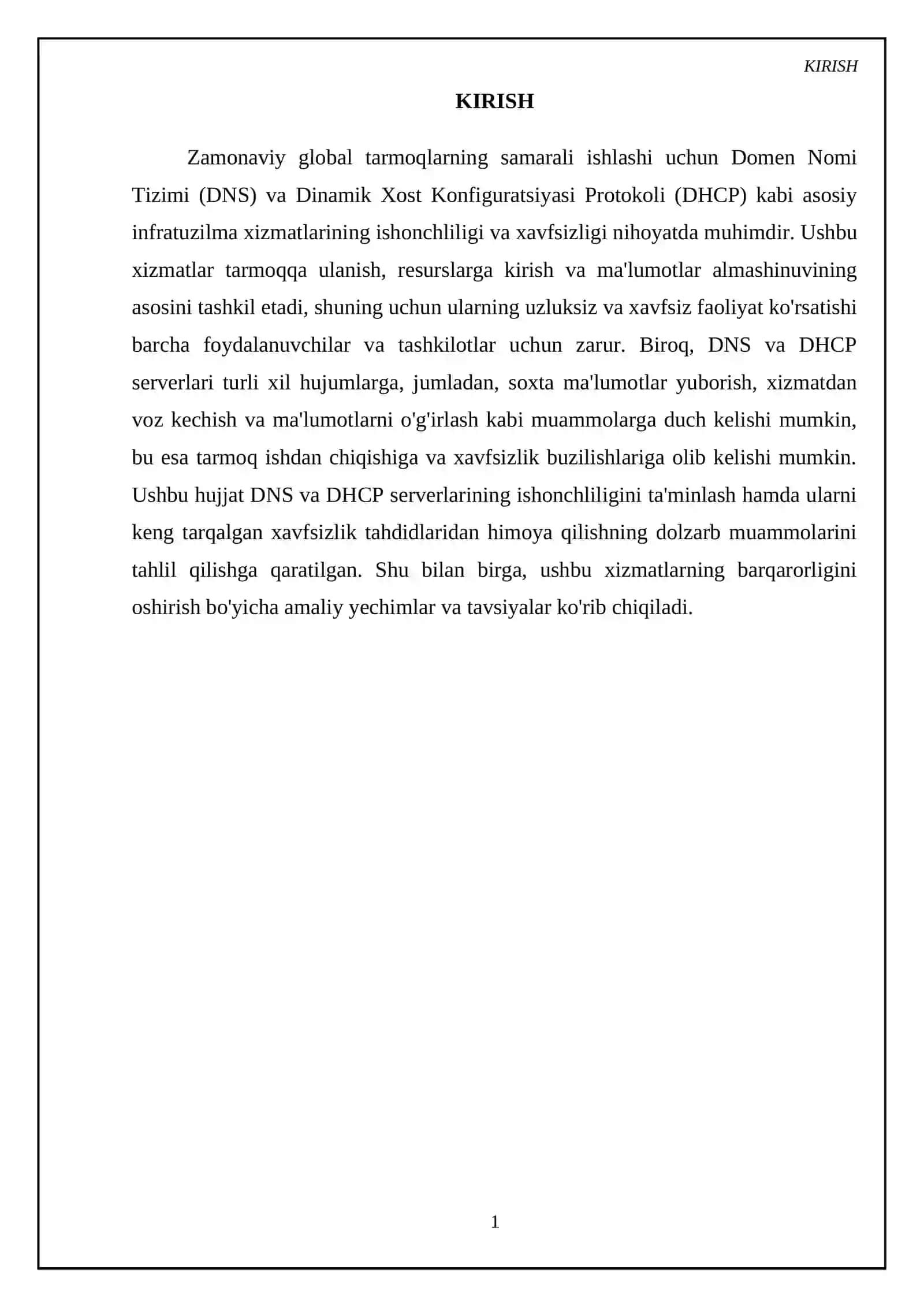 DNS va DHCP server xizmatlarining ishonchliligi va xavfsizlik muammolari 3