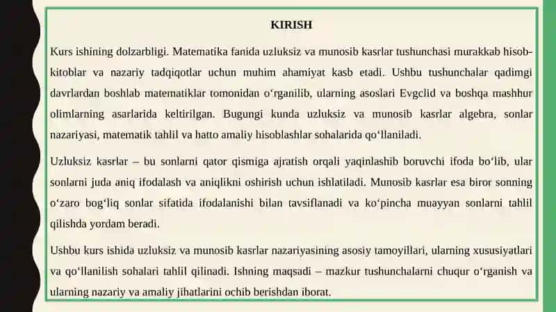 UZLUKSIZ VA MUNOSIB KASRLAR 3