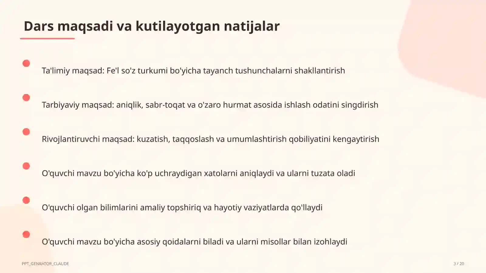 Fe'l so'z turkumi (3-sinf) 3