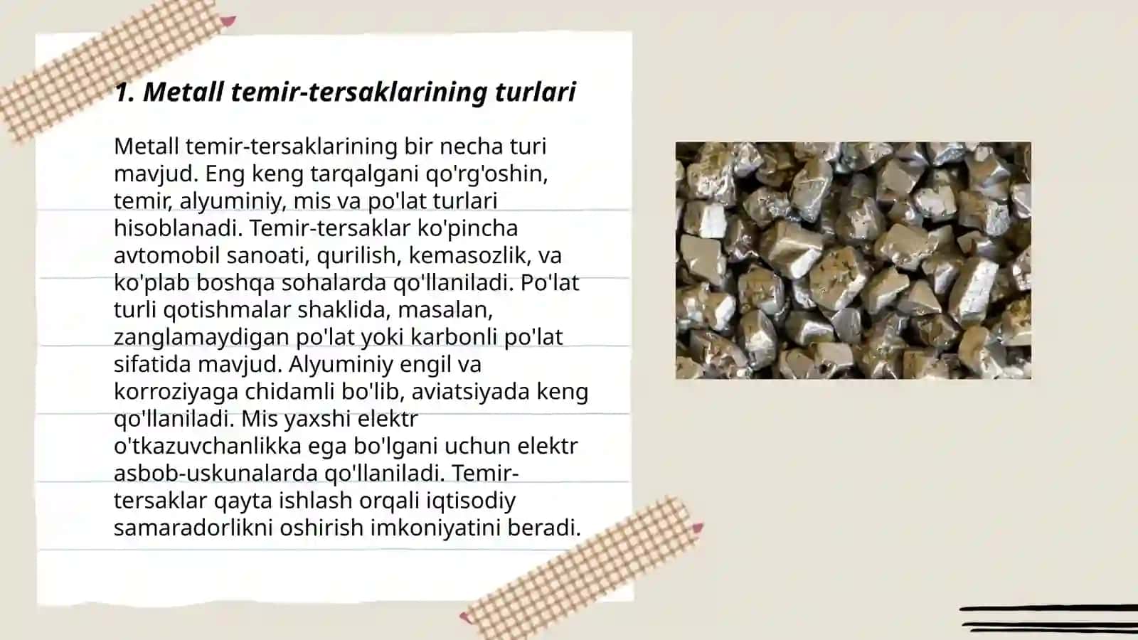 Metall temir-tersaklari va ularni parchalari va chiqindilarini yig‘ishni tashkil qilish 3
