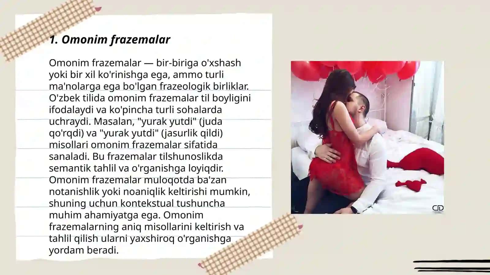 Frazemalarning semantik turlari: omonim, sinonim, antonim, iboralar 3