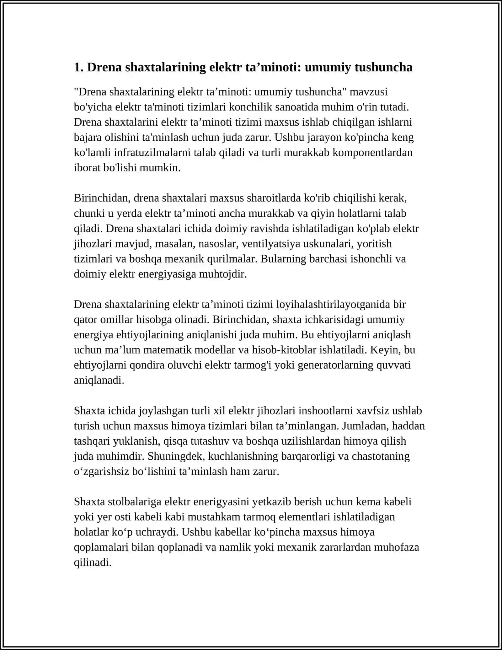 DIRENA SHAXTALARNI ELEKTIR TAMINOTI BILAN TANISHISH 3