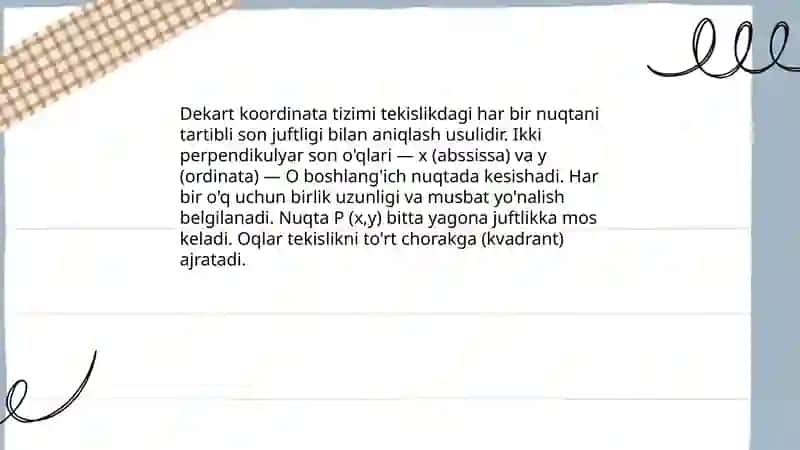 Dekart koordinatalarini kiritish 3