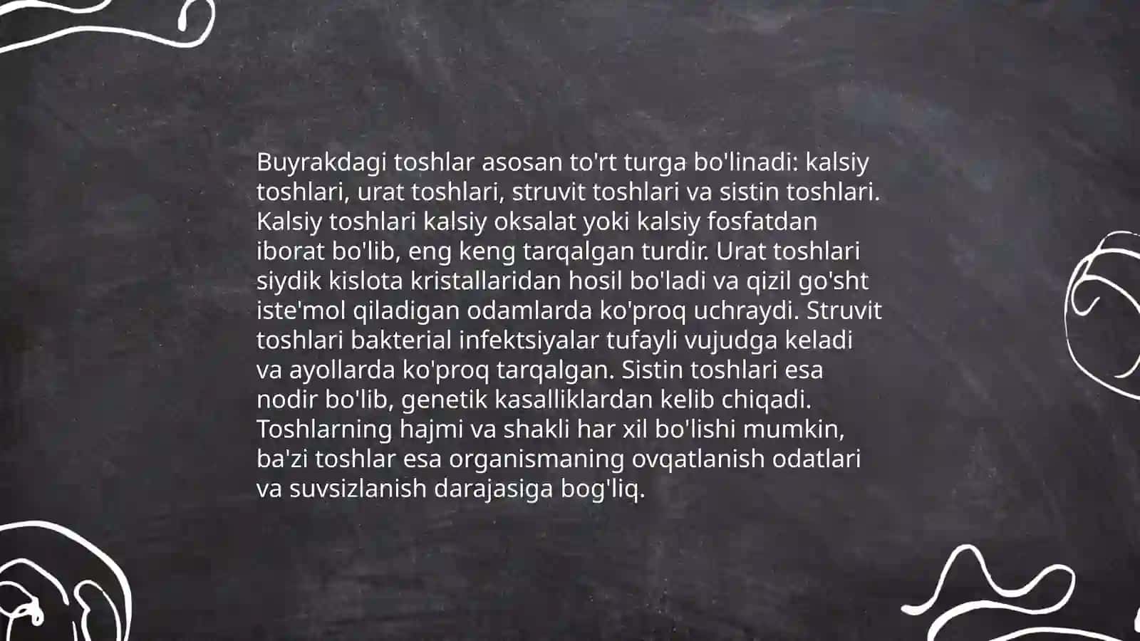 Buyrakda tosh hosil bo'lishi sabablari va mexanizmlari 3