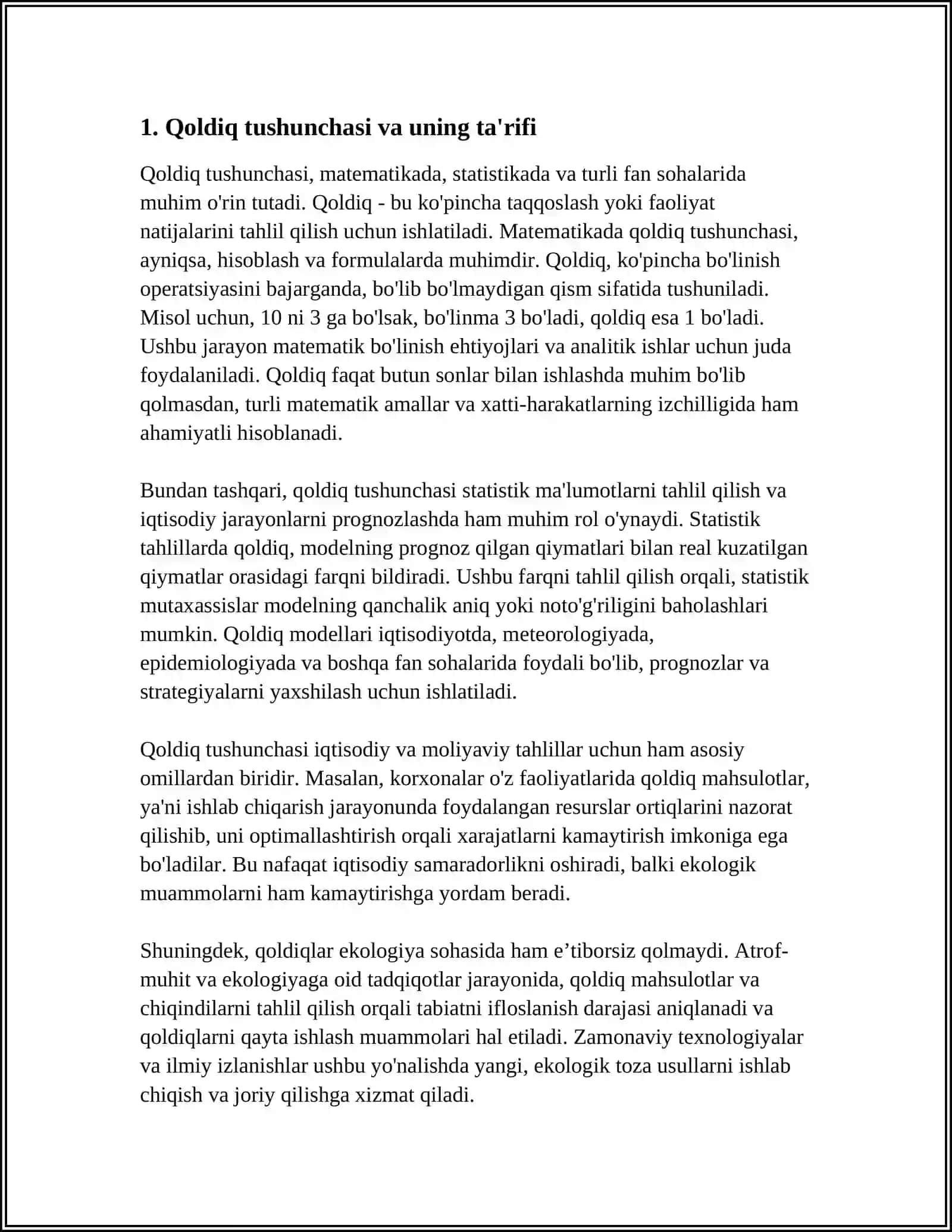 Qoldiq tushunchasi va uning ta'rifi 3