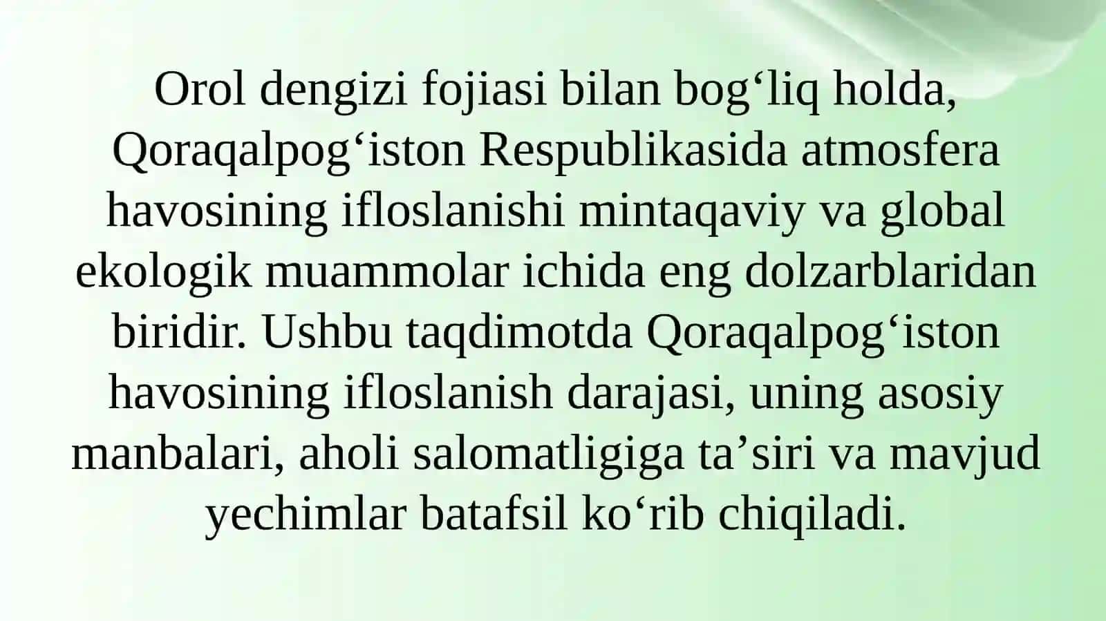 Qoraqalpogʻistonda atmosfera havosining ifloslanishi 3