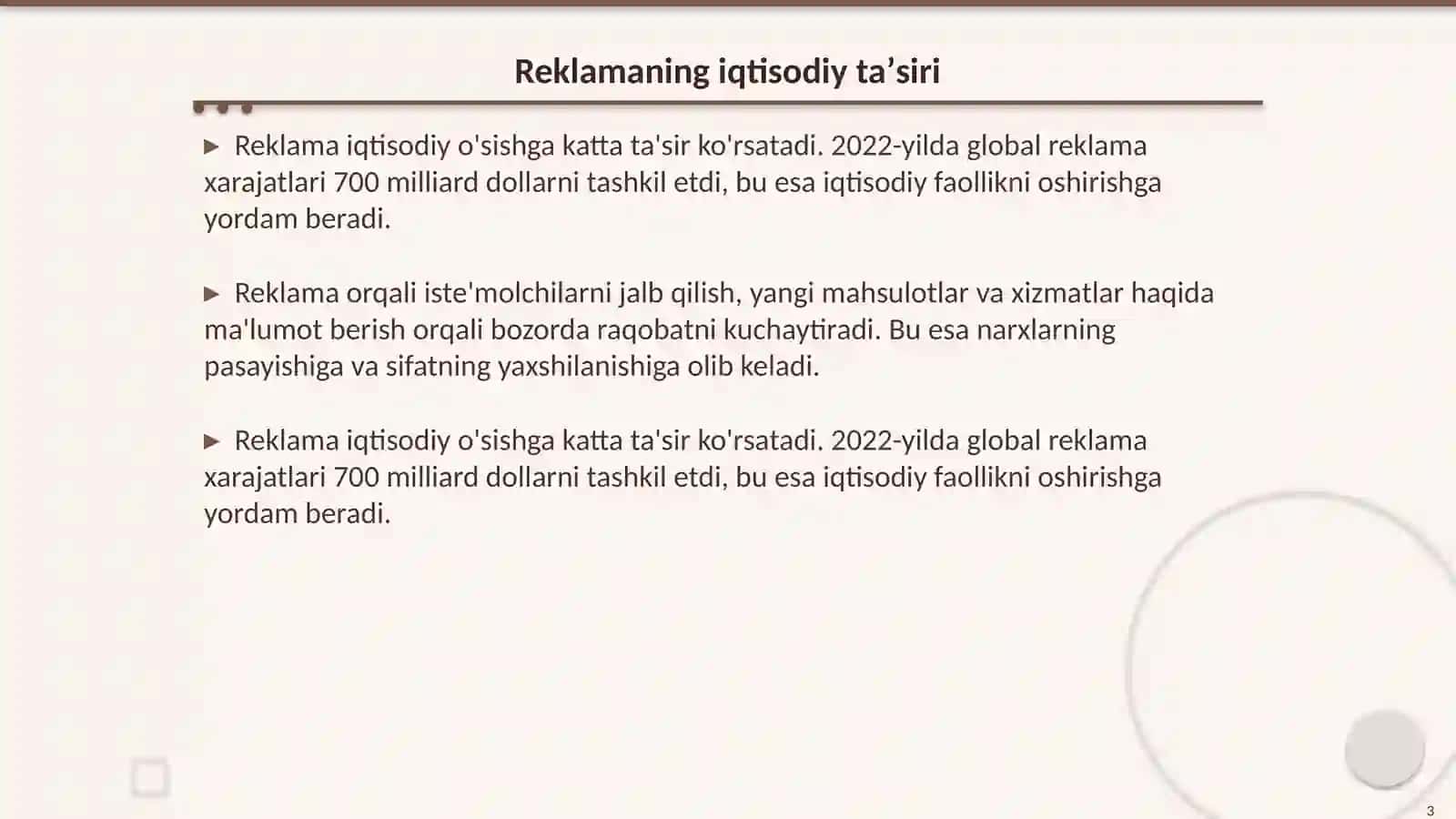 Reklamaning iqtisodiy taʼsir 3