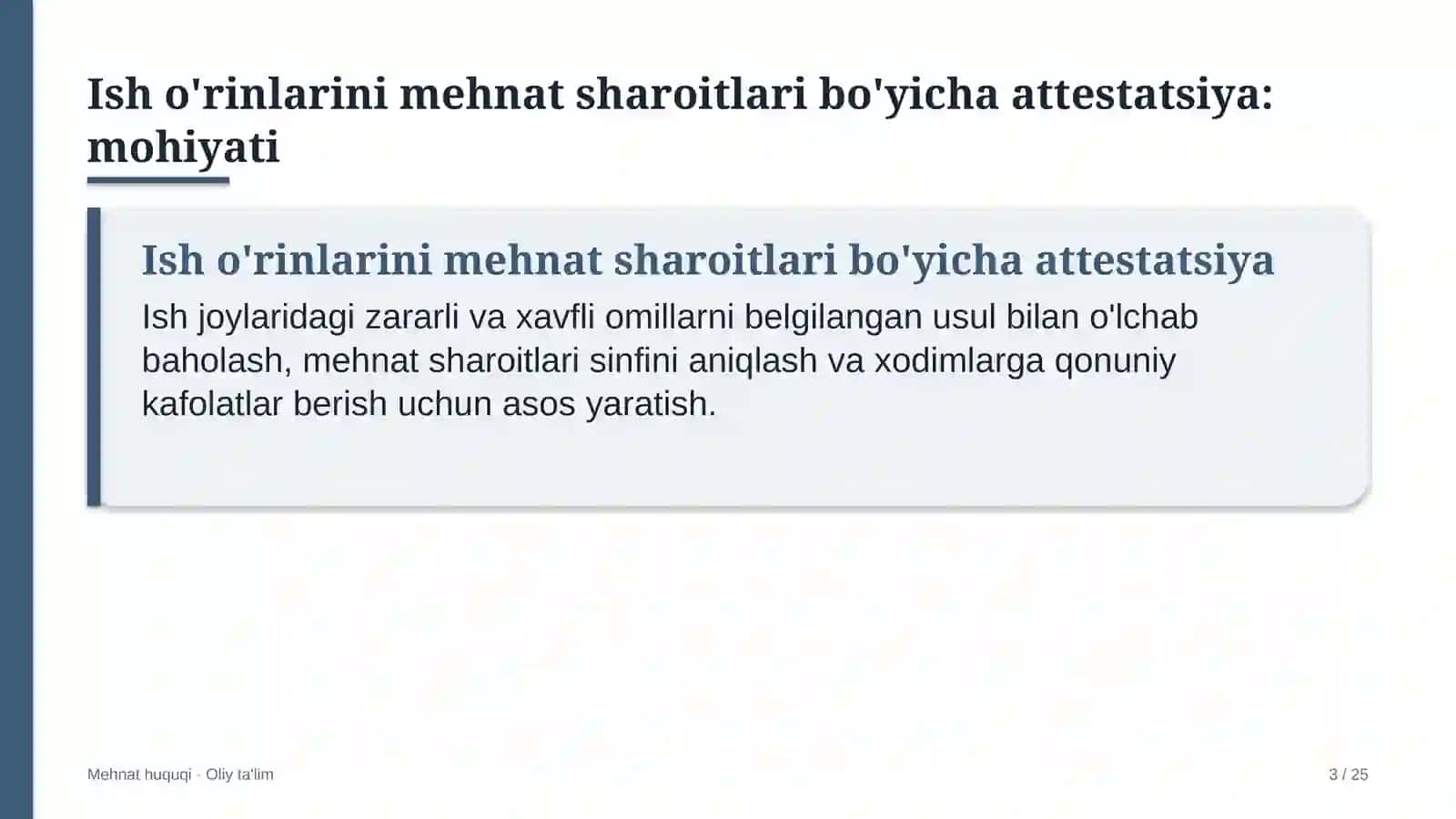Arxeologiya ekspeditsiyalarida ish o'rinlarini mehnat sharoitlari bo'yicha attestatsiyadan o'tkazish 3