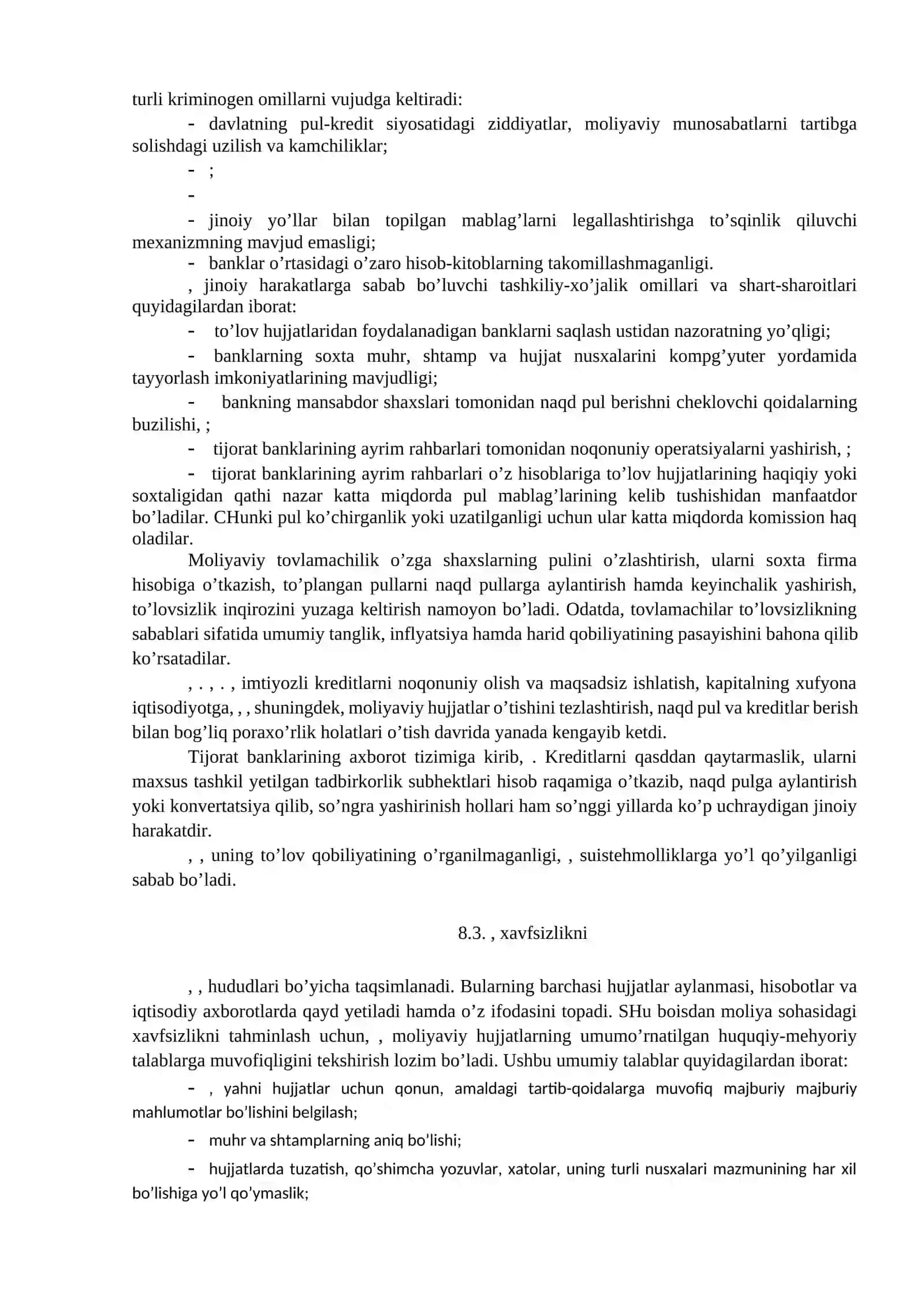 XO’JALIK FAOLIYaTINING PUL-MOLIYa SOHASIDAGI IQTISODIY XAVFSIZLIK 3