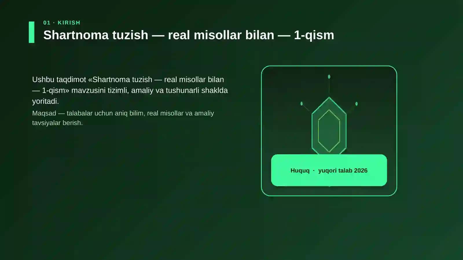 Shartnoma tuzish — real misollar bilan — 1-qism 3