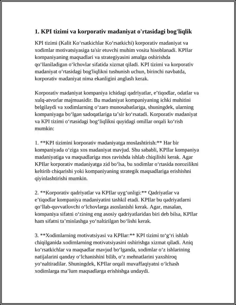 KPI TIZIMINING KORPORATIV MADANIYAT VA XODIMLAR MOTIVATSIYASIGA TA'SIRI 3