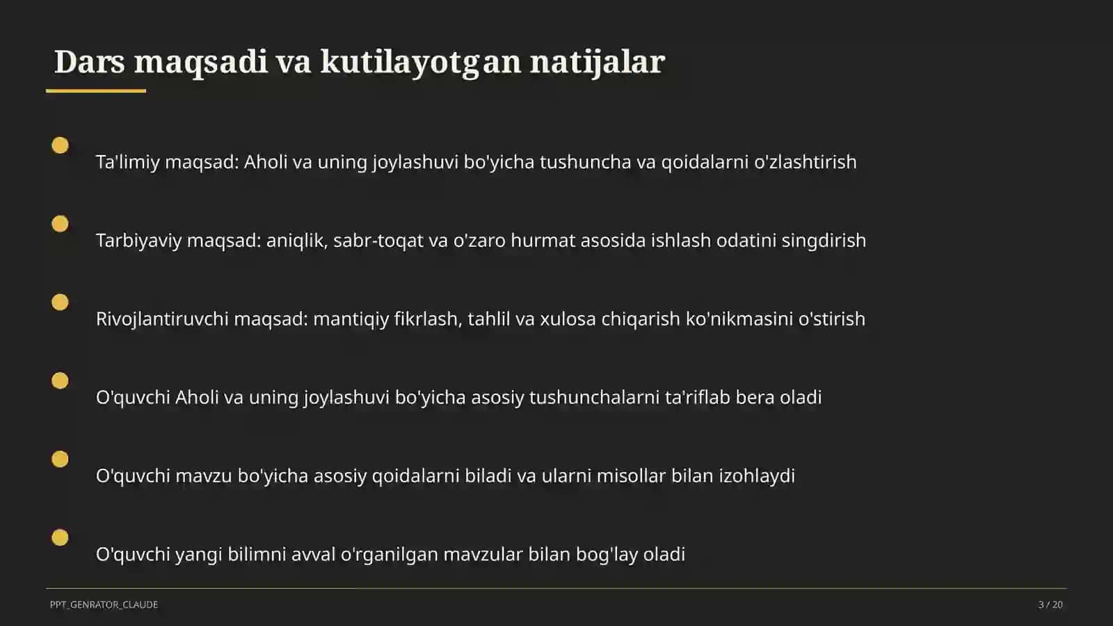 Aholi va uning joylashuvi (6-sinf) 3