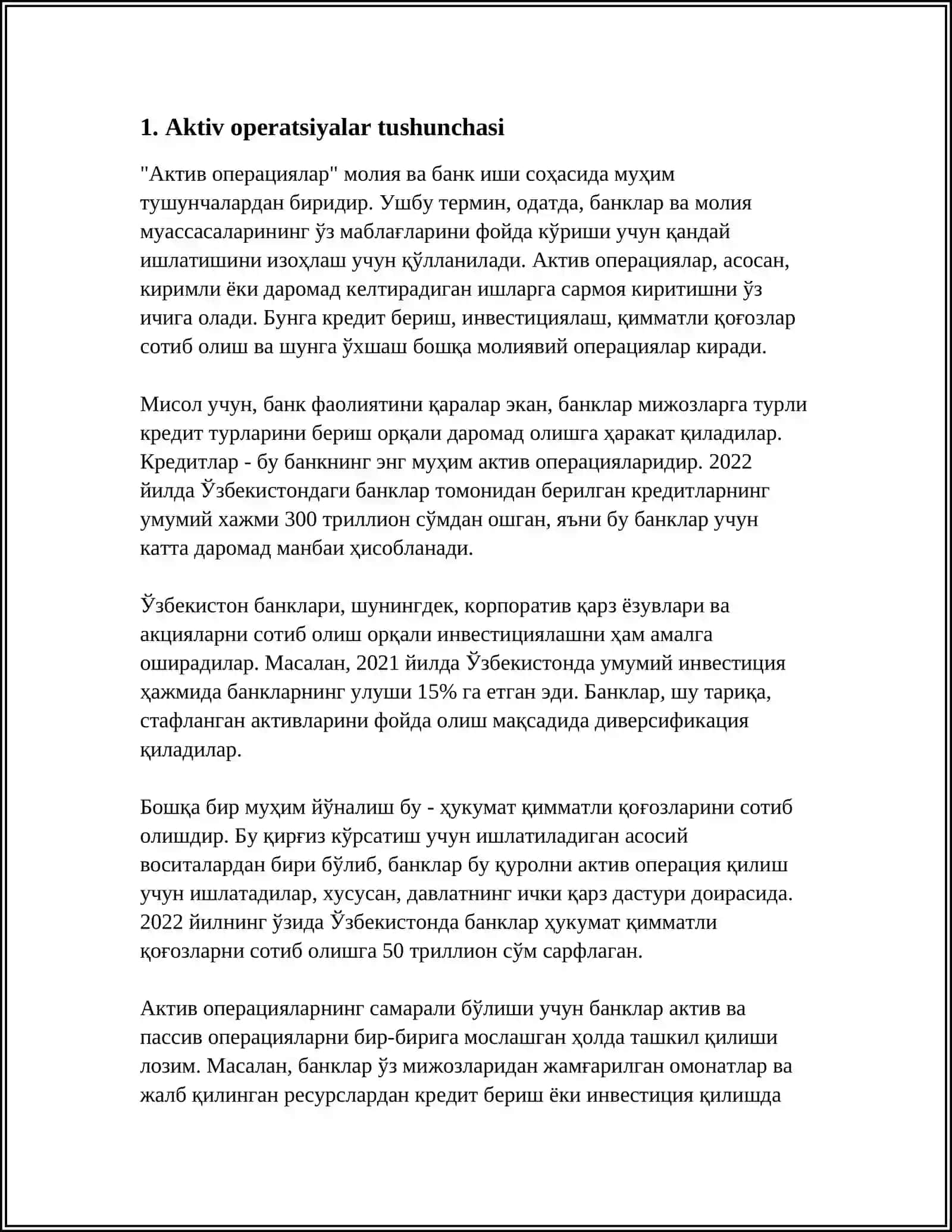 BANKLARNING AKTIV OPERATSIYALARI VA ULARNING HISOBI 3