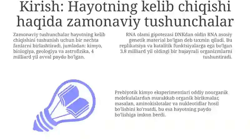 Hayot kelib chiqishi haqidagi zamonaviy qarashlar 3