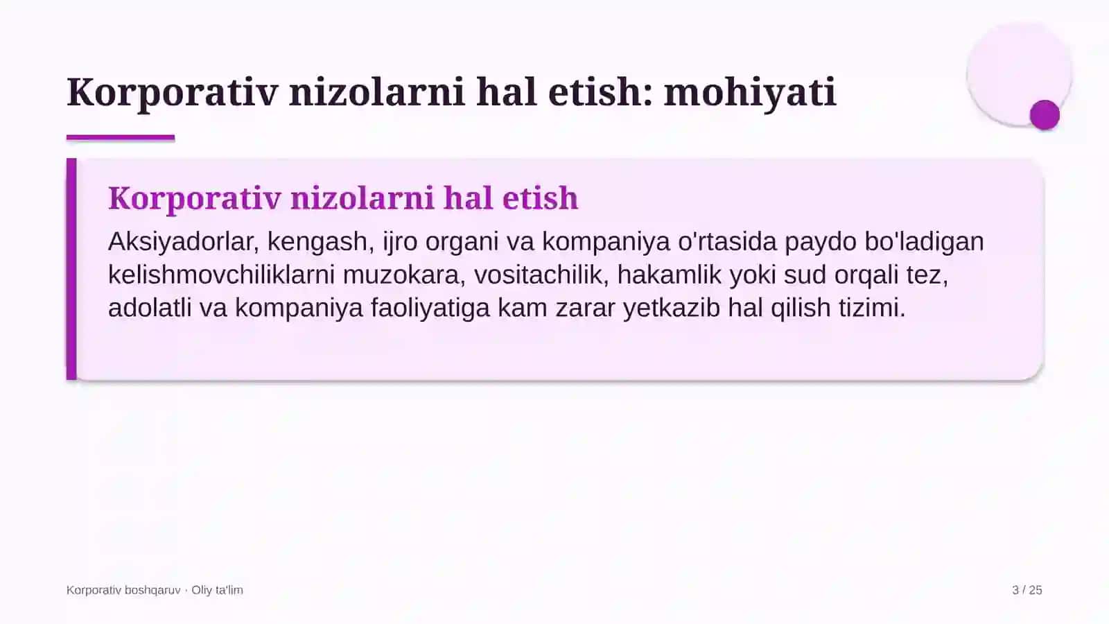 Elektr tarmoqlari korxonalarida korporativ nizolarni hal etish 3