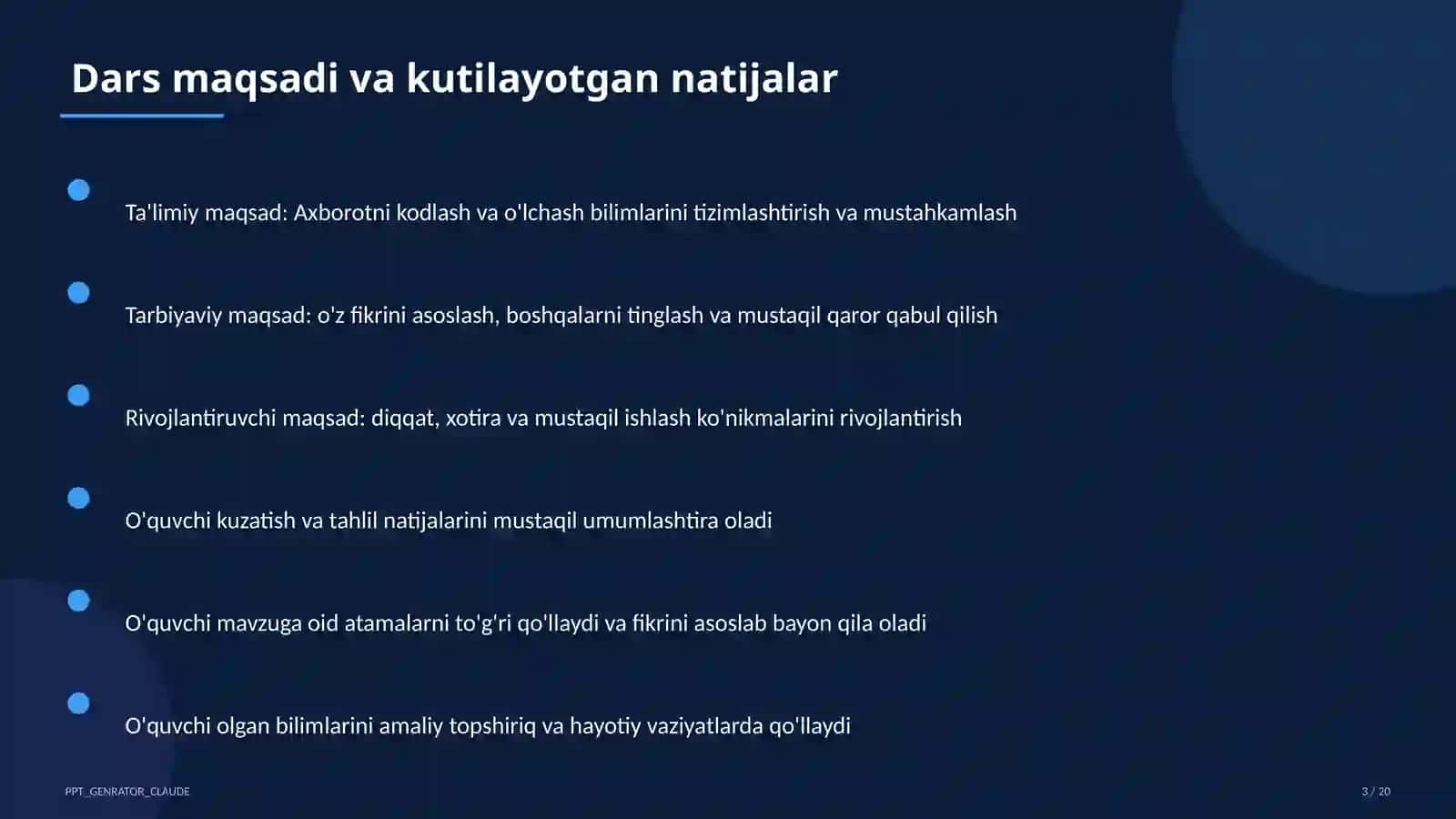 Axborotni kodlash va o'lchash (7-sinf) 3