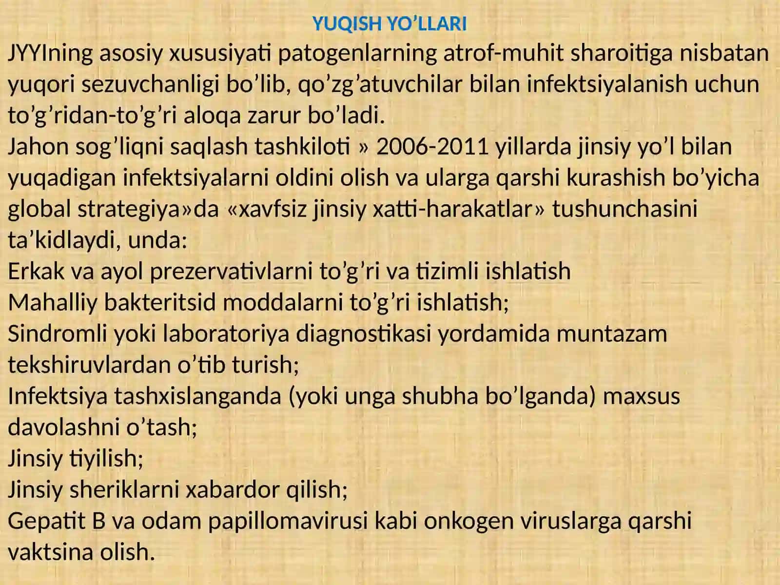 JINSIY YO’L BILAN YUQADIGAN INFEKTSIYALAR TASHXISLASH 3