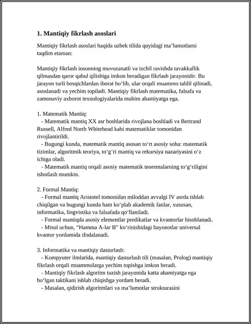 REFERAT Mavzu: MANTIQIY FIKIRLASHGA OID MUOMMONI YECHISH 3