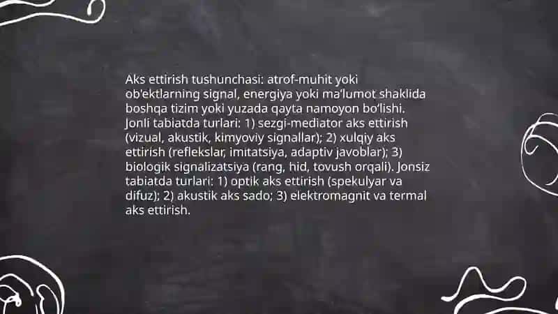 Jonli va jonsiz tabiatda aks ettirish shakllari 3