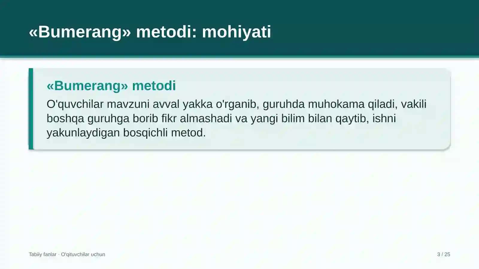 tabiiy fanlar darslarida bumerang metodidan foydalanish 7265 3