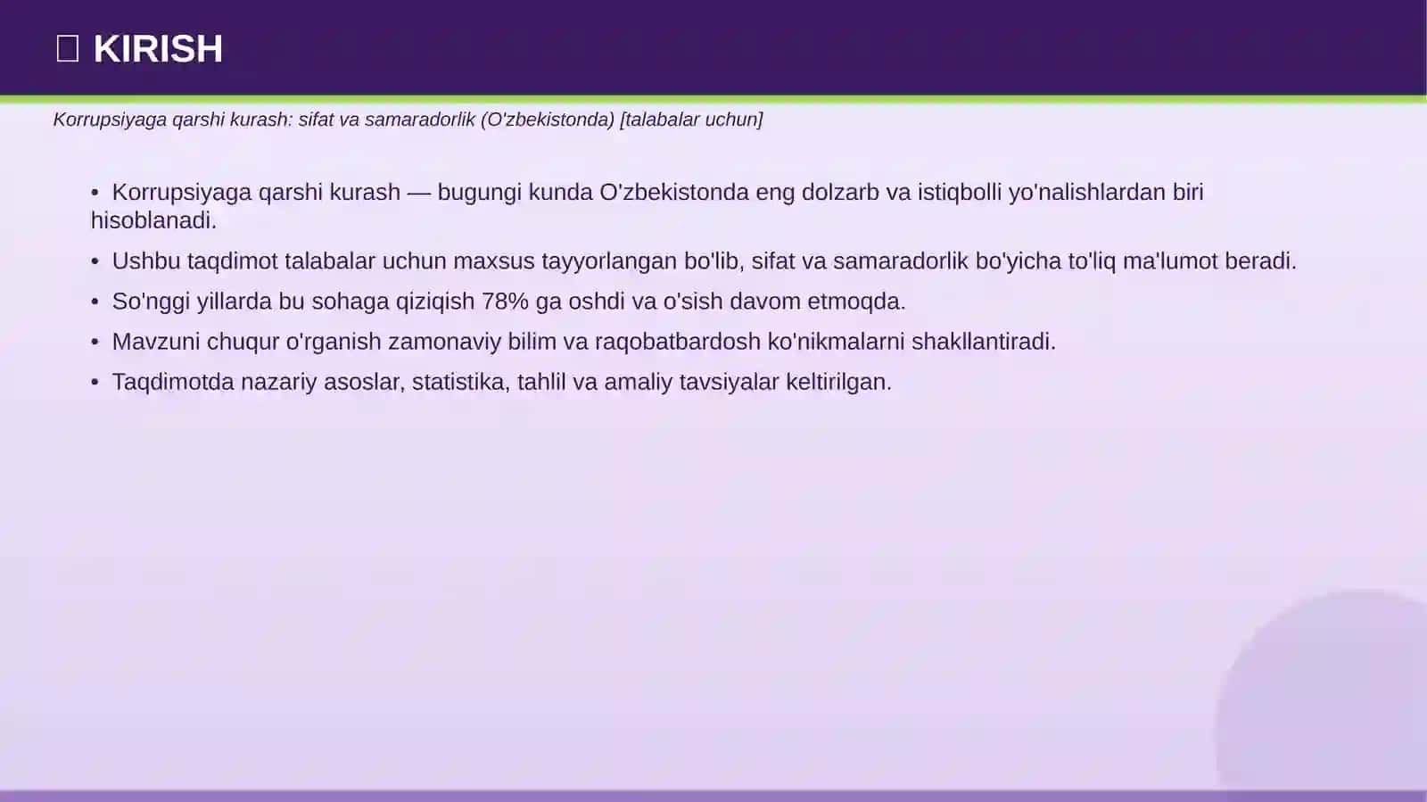 Korrupsiyaga qarshi kurash: sifat va samaradorlik (O'zbekistonda) [talabalar uchun] 3
