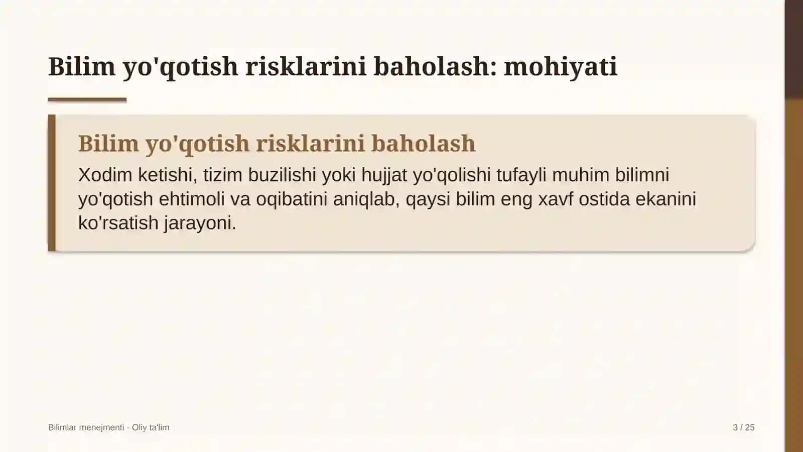 xayriya jamg'armalarida bilim yo'qotish risklarini baholash 5191 3