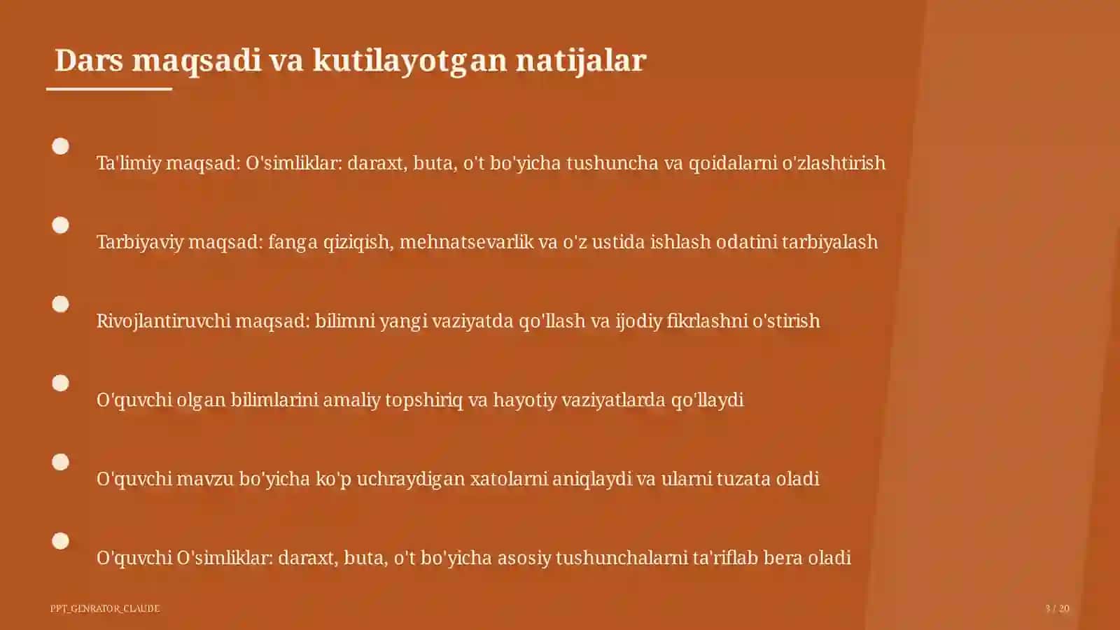 O'simliklar: daraxt, buta, o't (1-sinf) 3
