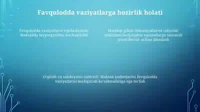 Maktabning Favqulodda Holatlarga Tayyorlik Darajasini Oshirish 3